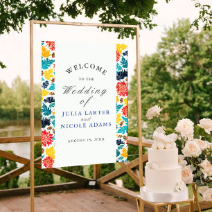 Poster Aquarelle bleu naturel Jaune Mariage de tournesols