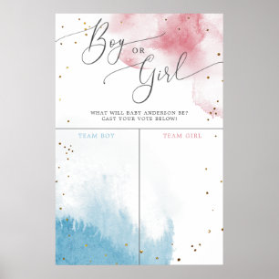 Poster Aquarelle bleu rose Sexe Révéler le bulletin de vo