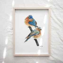 Poster Aquarelle Bluebird Couple Art Imprimer