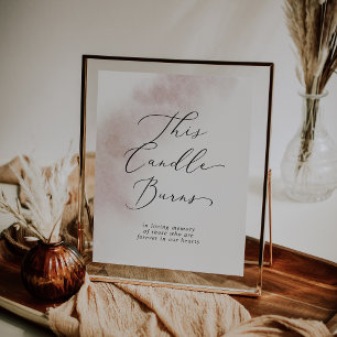 Poster Aquarelle Blush Cette Bougie Brûle Signe Mémorial
