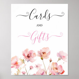 Poster Aquarelle Blush rose Baby shower de script Floral