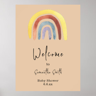 Poster Aquarelle bohème arc-en-ciel Bienvenue