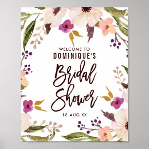 Poster Aquarelle Bohème Floral Wreath Fête des mariées