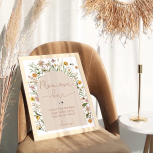 Poster Aquarelle Boho Baby shower Floral Momosa Bar