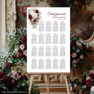 Poster Aquarelle Boho Bourgogne Mariage blanc Siège