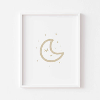 Poster Aquarelle boho minimaliste de lune