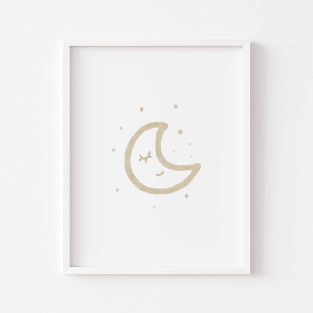 Poster Aquarelle boho minimaliste de lune (Créateur téléchargé)