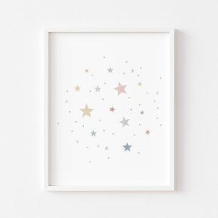 Poster Aquarelle Boho pastel stars print