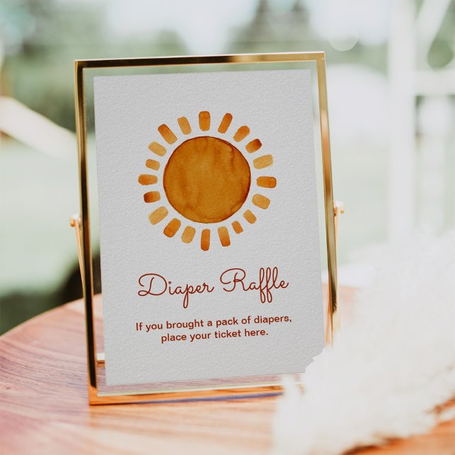 Poster Aquarelle Boho Sunshine Baby shower Diaper Raffle (Créateur téléchargé)