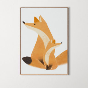 Poster Aquarelle Bois Famille Fox Décor Chambre