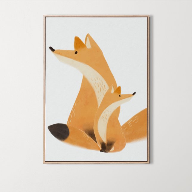 Poster Aquarelle Bois Famille Fox Décor Chambre (Watercolor Woodland Family Fox Room Decor, family animal, animal prints, wildlife, )