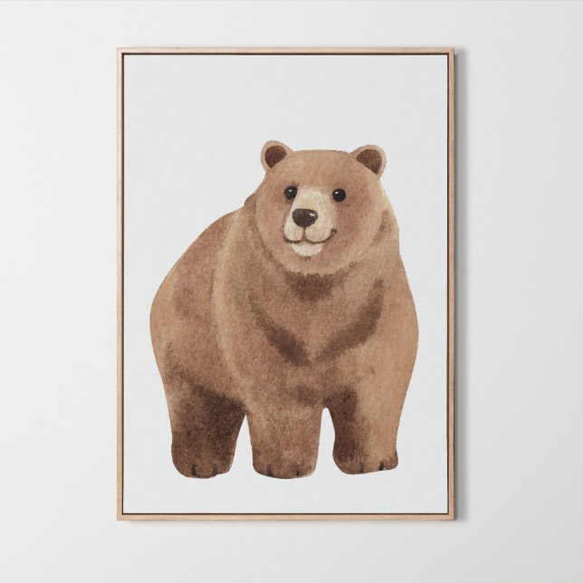 Poster Aquarelle Bois mignon Ours Nourriture Décor Salle (Watercolor Woodland cute Bear Nursery Room Decor, animal print, bear prints, 
)