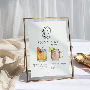 Poster Aquarelle   Boisson Signature de la Mariée & du Ma