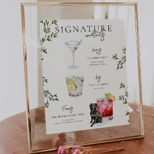 Poster Aquarelle   Boisson Signature de la Mariée & du Ma