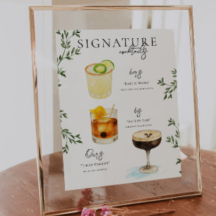 Poster Aquarelle   Boisson Signature de la Mariée & du Ma