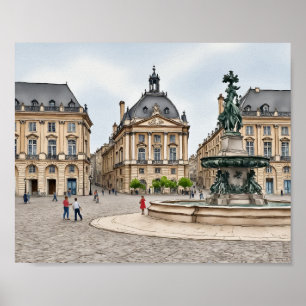 Poster Aquarelle Bordeaux France