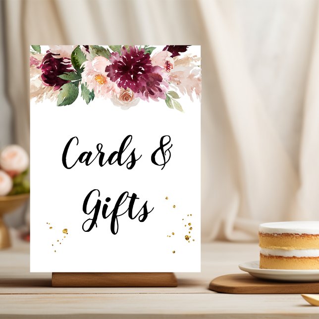 Poster Aquarelle Bourgogne Blush rose et rouge Floral (Créateur téléchargé)