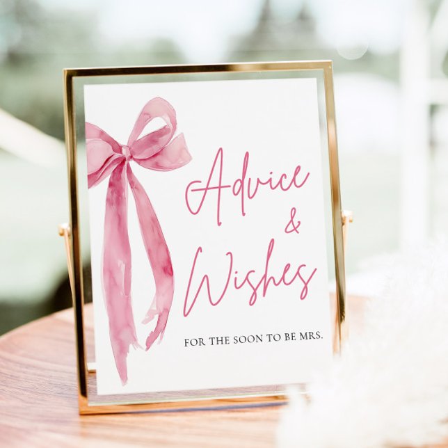 Poster Aquarelle Bow rose pâle - Panneau Conseils et souh (Créateur téléchargé)