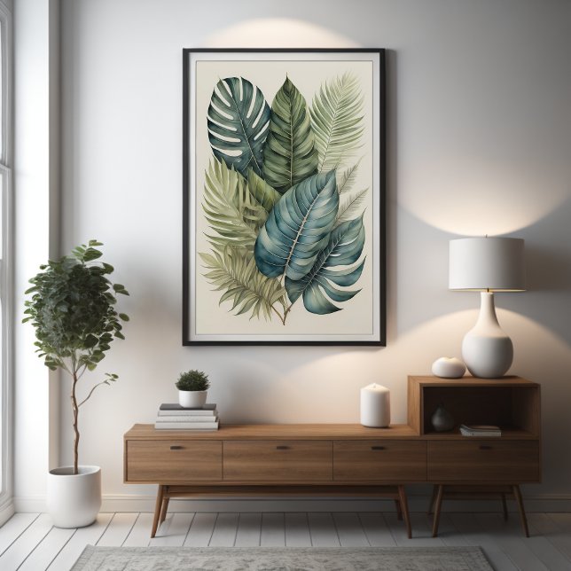 Poster Aquarelle Bund'Feuilles Monstera Tropical Palm (Créateur téléchargé)