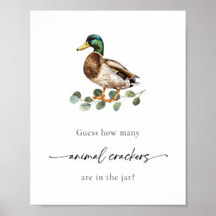 Poster Aquarelle Canard Animal Crackers Baby shower Jeu