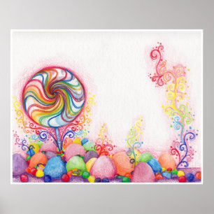 Poster Aquarelle Candy Land Print