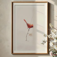 Aquarelle cardinale nordique vibrante sur Branche
