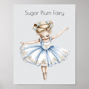 Poster Aquarelle Casse-noisette Ballet de Noël Ballerina