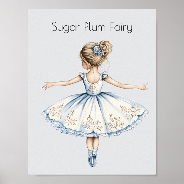 Poster Aquarelle Casse-noisette Ballet Sucre Plum Fée (Devant)