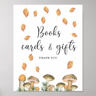 Poster Aquarelle champignons forestiers, livres cartes et