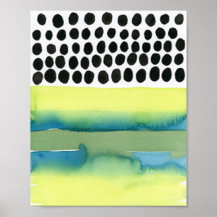 Poster Aquarelle Chartreuse et Aqua Polka Dot