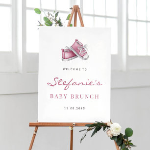 Poster Aquarelle Chaussures Bébé Rose C'est une Fille Béb