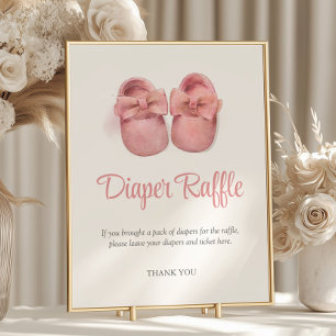 Poster Aquarelle Chaussures rose Baby shower Déchets Raff