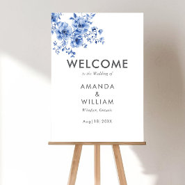 Poster Aquarelle Chinoiserie Florale Panneau de bienvenue