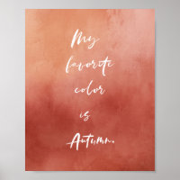 Aquarelle Citation d'automne Burnt Orange Poster(M