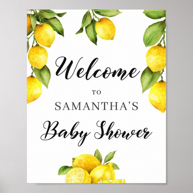 Poster Aquarelle citron citron baby shower signe de bienv (Devant)