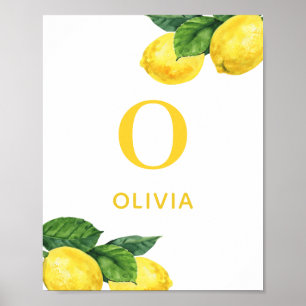 Poster Aquarelle Citron   Nom de l'agrumes botanique Nurs