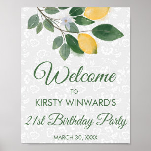 Poster Aquarelle Citrons siciliens fête d'anniversaire