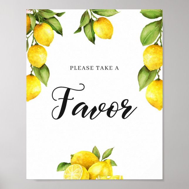 Poster Aquarelle Citrus Citron Baby shower Faveurs Signal (Devant)