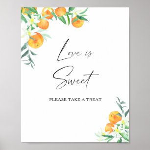 Poster Aquarelle citrus - l'amour est doux, prenez une fr