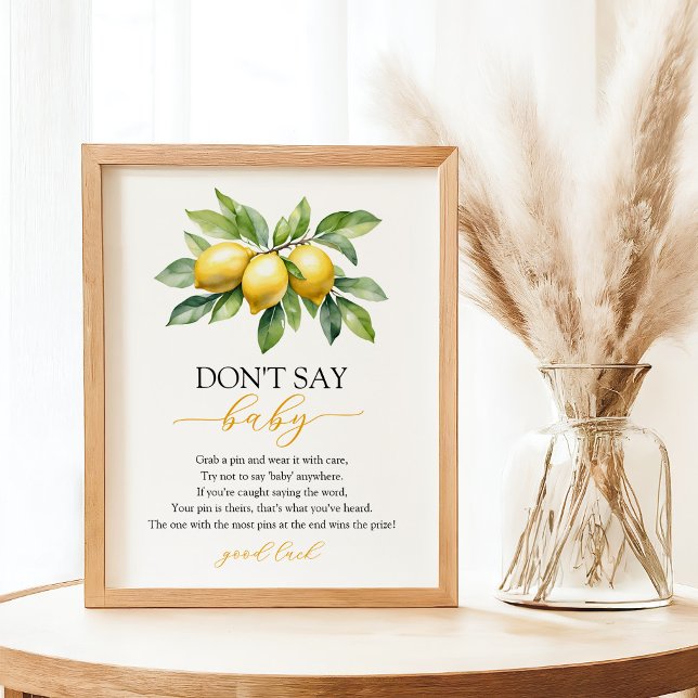 Poster Aquarelle Citrus Lemon Baby shower Jeu (Créateur téléchargé)