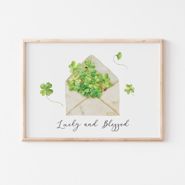 Poster Aquarelle Clovers Lucky and Blessed (Créateur téléchargé)