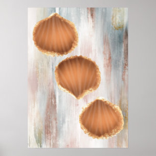 Poster Aquarelle Coastère Coquillages Art