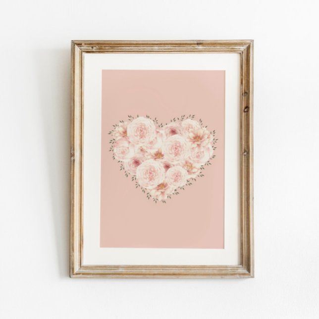 Poster Aquarelle Coeur Rose (Créateur téléchargé)