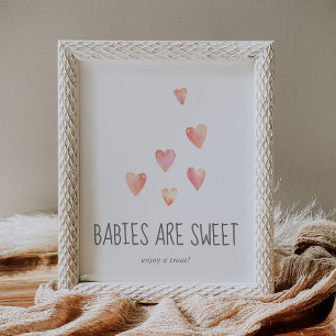Poster Aquarelle Coeurs Bébés sont doux Profitez d'un tra