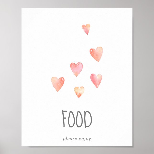 Poster Aquarelle Coeurs Fille Baby shower Panneau de la t (Devant)