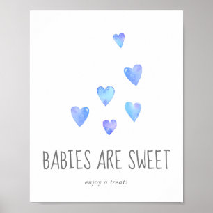 Poster Aquarelle Coeurs Garçon Bébés sont doux Treat Sign