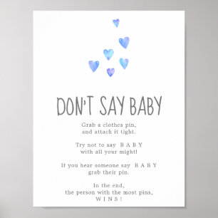 Poster Aquarelle Coeurs Garçon Ne pas Dire Jeu de Bébé Si