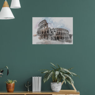 Poster Aquarelle Colisée Rome Italie