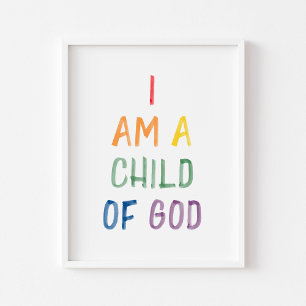 Poster Aquarelle colorée Je suis un Enfant de Dieu imprim