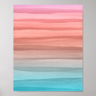 Poster Aquarelle colorée Lignes Art dégradé
